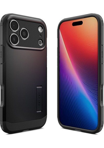 iPhone 17 Pro Max ile uyumlu Ekstra Dayanıklı MagSafe Kılıf Tough Armor Ai T Force Kamera Butonu Hava Kanalı Teknolojisi™ Askeri Sınıf Koruma MagFit KickStand Black Çift Katman Kapak - ACS09897