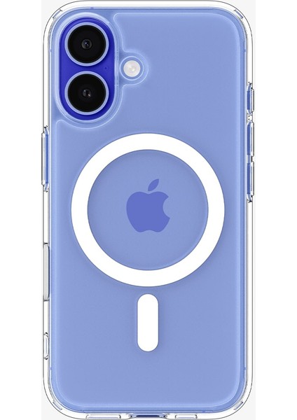 Apple iPhone 16 ile Uyumlu ince MagSafe Kılıf Ultra Hybrid T Force Kamera Butonu Sararma Karşıtı DuraClear Hava Kanalı Teknolojisi Askeri Sınıf Koruma MagFit Clear White Şeffaf Kapak - ACS09073
