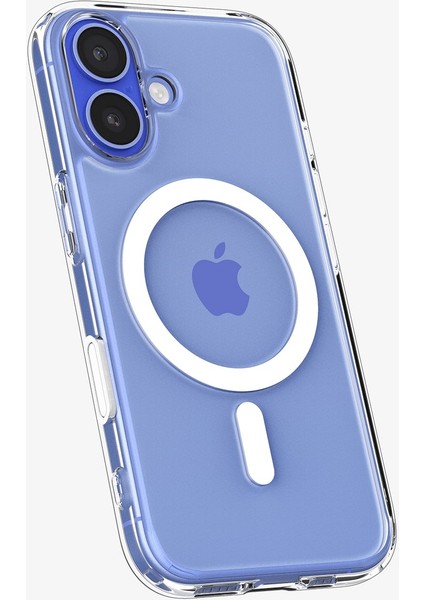 Apple iPhone 16 ile Uyumlu ince MagSafe Kılıf Ultra Hybrid T Force Kamera Butonu Sararma Karşıtı DuraClear Hava Kanalı Teknolojisi Askeri Sınıf Koruma MagFit Clear White Şeffaf Kapak - ACS09073 modelleri