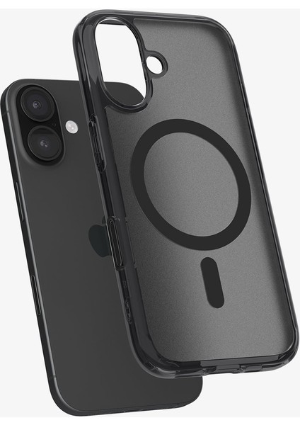 iPhone 16 ile Uyumlu ince MagSafe Kılıf Ultra Hybrid T Force Kamera Butonu Sararma Karşıtı DuraClear™ Hava Kanalı Teknolojisi™ Askeri Sınıf Koruma MagFit Frost Black Mat Kapak - ACS09074 fırsatları