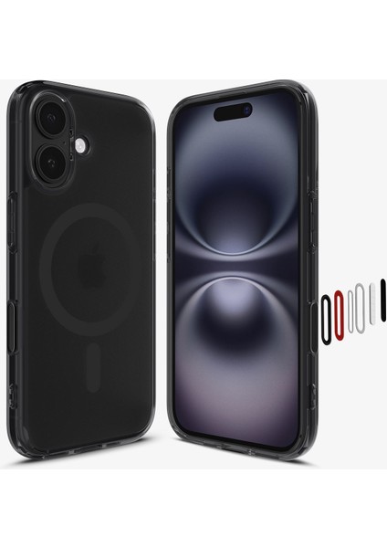 iPhone 16 ile Uyumlu ince MagSafe Kılıf Ultra Hybrid T Force Kamera Butonu Sararma Karşıtı DuraClear™ Hava Kanalı Teknolojisi™ Askeri Sınıf Koruma MagFit Frost Black Mat Kapak - ACS09074