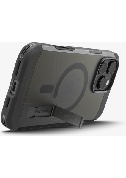 iPhone 16 Pro ile Uyumlu ince MagSafe Kılıf Ultra Hybrid T Force Kamera Butonu Sararma Karşıtı DuraClear™ Hava Kanalı Teknolojisi™ Askeri Sınıf Koruma MagFit Frost Black Mat Kapak - ACS09072 modelleri