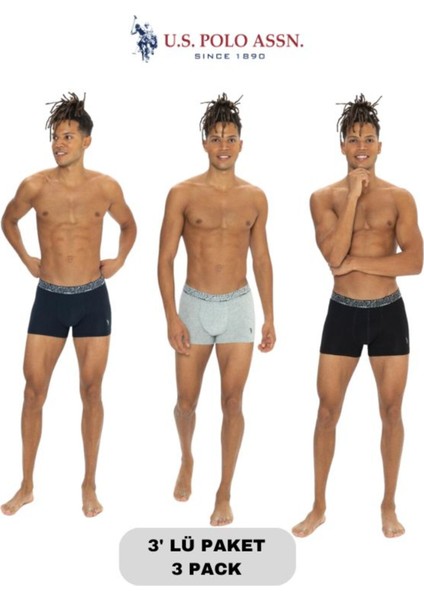 Erkek, Lisanslı, Uspa, 3'lü Boxer Set (Kutulu)