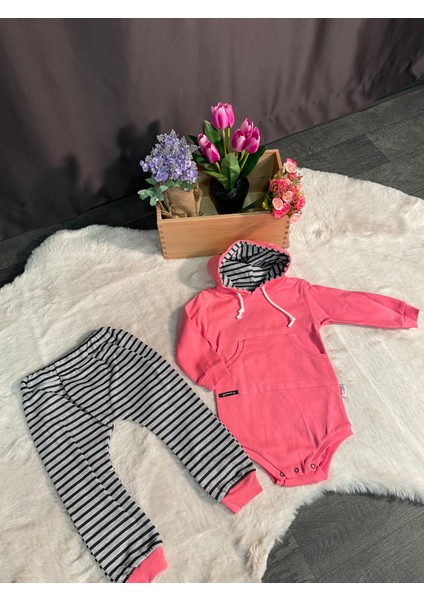 Kapşonlu Pembe 2'li Takım