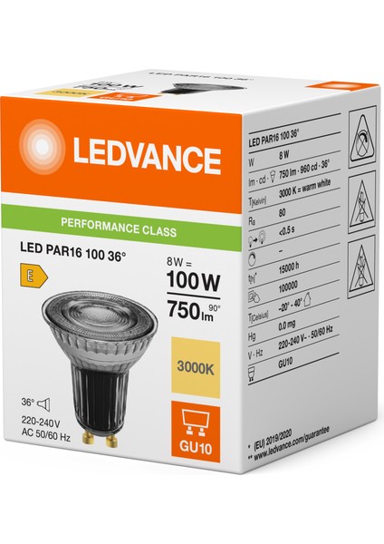 LED PAR16 100 36° P 8W 830 GU10 3000K Sarı Işık 4 Adet LED Spot Ampul fiyatları