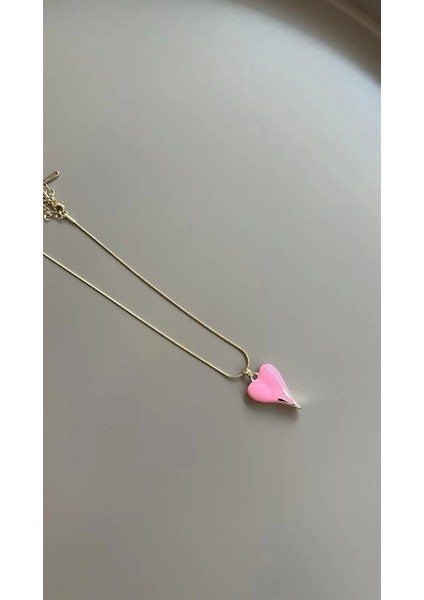 Mineli Kalp Kolye - Pembe