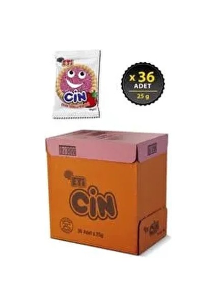 Cin Bisküvi Çilekli 25 gr x 36 Adet