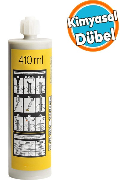 Polyester Bazlı Bileşenli Kimyasal Dübel Iç Dış Mekan Ankraj Malzemesi Beton Dübel Sıvı Çivi 410 ml
