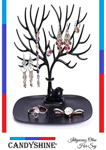 Siyah Geyik Tasarım Takı Standı Yüzük Küpe Organizer Kolay Montajlı fiyatları