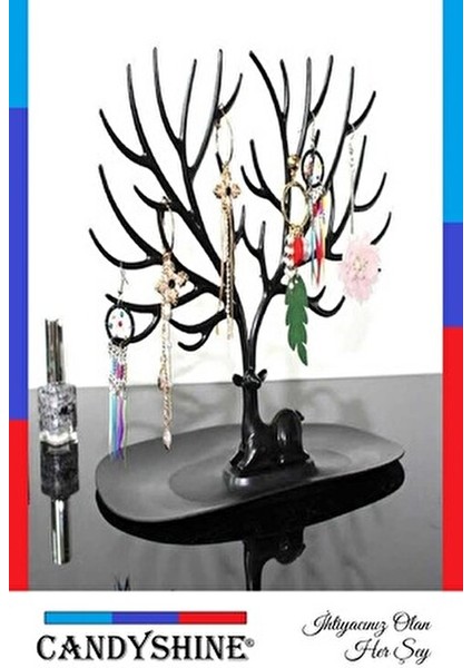 Siyah Geyik Tasarım Takı Standı Yüzük Küpe Organizer Kolay Montajlı fırsatları