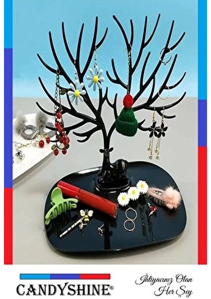 Siyah Geyik Tasarım Takı Standı Yüzük Küpe Organizer Kolay Montajlı indirimleri