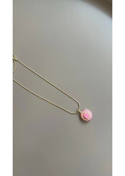 Mineli Kapaklı Kolye - Pembe