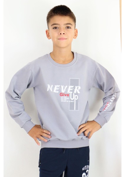 Erkek Çocuk Sweatshirt Motivasyon Temalı 8-12 Yaş, Gri fiyatları