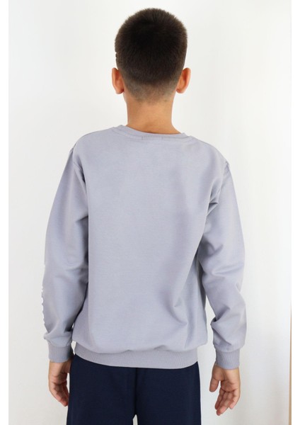 Erkek Çocuk Sweatshirt Motivasyon Temalı 8-12 Yaş, Gri modelleri