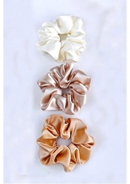 Kadın 3'lü Saten Saç Lastik Toka Seti