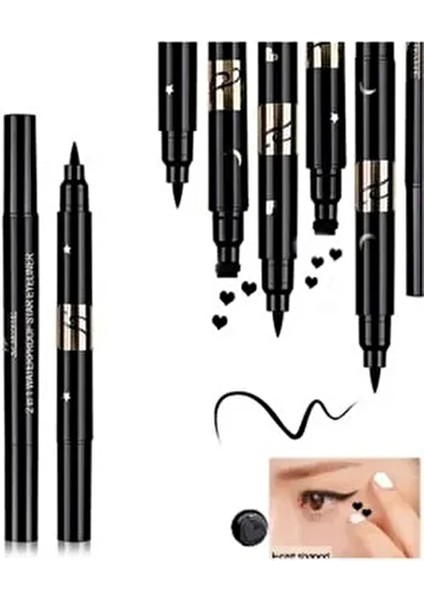 Çift Uçlu Kalp Desenli Eyeliner Mat Görünüm ve Suya Dayanıklı 2 ml Uzun Süre Kalıcı