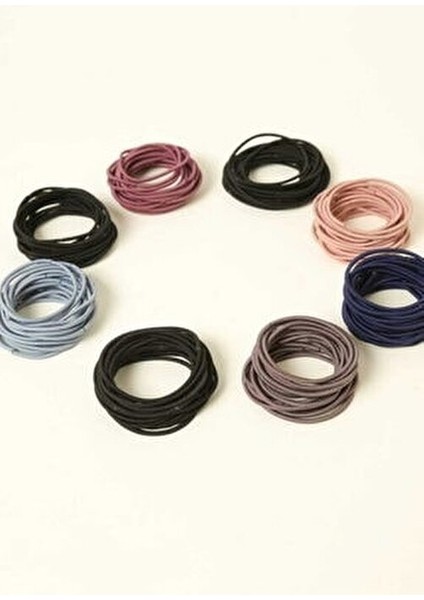 Kadın 12'li Renkli Ince Lastik Toka Seti