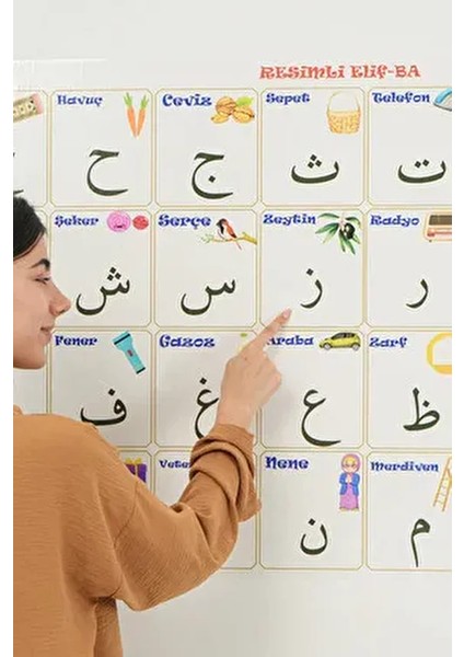 Elif Ba Yazı Tahtası 105X70CM Kalem Hediyeli Turuncu Renk ile Eğlenceli Yazım Deneyimi