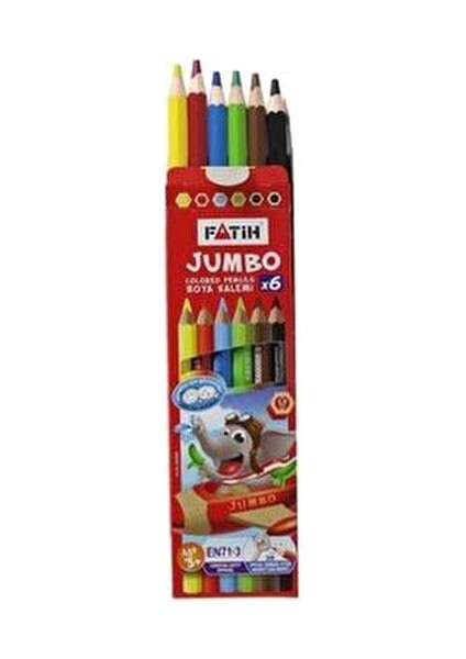 Kuru Boya Tam Boy Jumbo Üçgen Triangular Kalemi 6 Renk 3,5 mm 33490