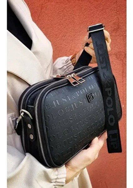 Justpolo Kadın Siyah 6 Bölmeli Omuz Çapraz Çantası