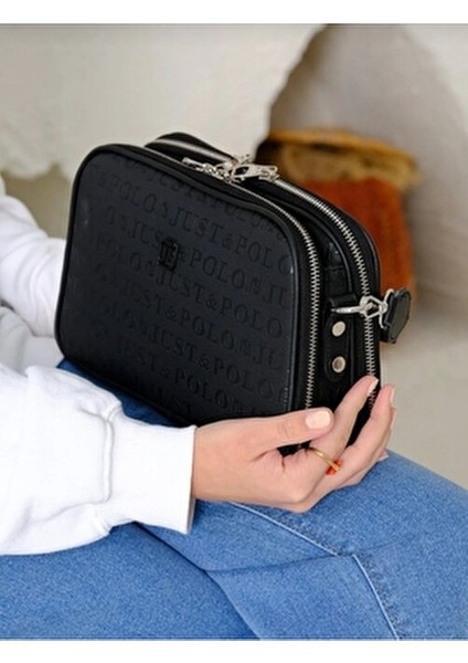 Justpolo Kadın Siyah 6 Bölmeli Omuz Çapraz Çantası fırsatları