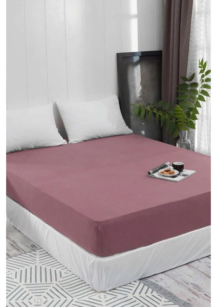 Battal ve Büyük Yataklar Için Lastiksiz Düz Renk Çarşaf 240X260 cm