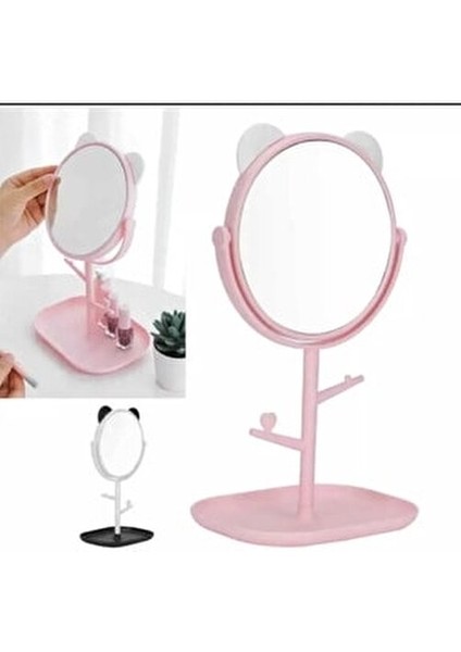 Kedi Kulaklı Masa Üstü Oval Makyaj Aynası-Pembe modelleri