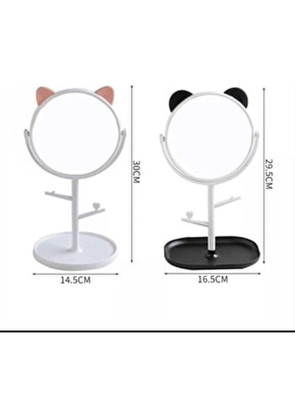 Kedi Kulaklı Masa Üstü Oval Makyaj Aynası-Pembe indirimleri