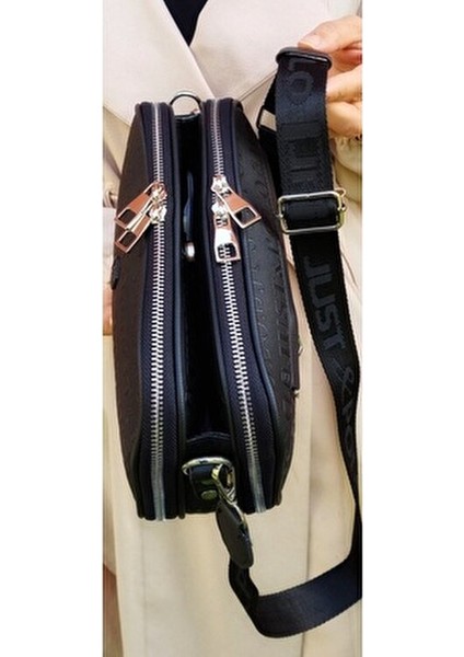 Justpolo Kadın Siyah 6 Bölmeli Omuz Çapraz Çantası