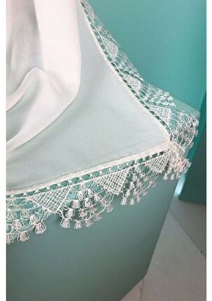 Kadın Kutaycollection Anne Şifon Dantelli Iğne Oyalı Ekru Tesettür Namaz Mevlüt Örtüsü Abiye Şal indirimleri