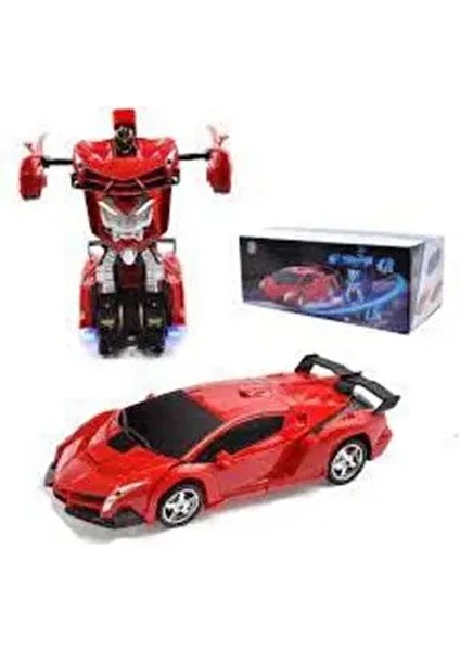 Araba Robota Dönüşen Ferrari Uzaktan Kumandalı ( Şarjlı ) Transformers Sesli 2 In 1 Rc Araba 1.18