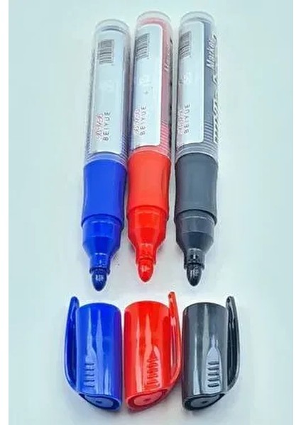 3 Renk Karışık Kırmızı Siyah Mavi Tüplü Kartuşlu Byb Tahta Kalemi