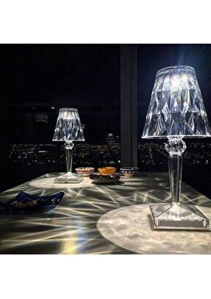 Projeksiyon Masa Lambası Kristal Elmas LED Dokunmatik Sensör USB Şarj Masa Lambası Bar Restoran fiyatları