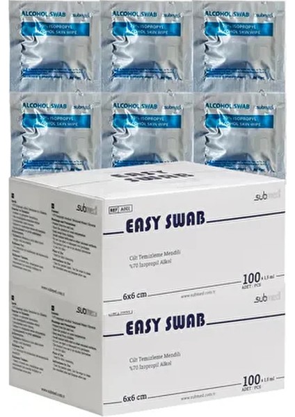 Easy Alkollü Mendil %70 Ipa, 8X11CM, Cilt Temizleme Mendili, Dış Paket 6X6CM, 200 Adet