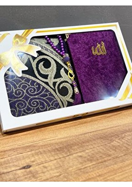 Bohçalık Tafta Saçaklı Mor Seccade, Yasin, Tesbih Seti fırsatları