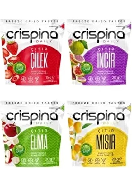 Kurutulmuş Çıtır Atıştırmalık Dörtlüsü (Freeze Dried) Sağlıklı Atıştırmalıklar , Glutensiz , Vegan