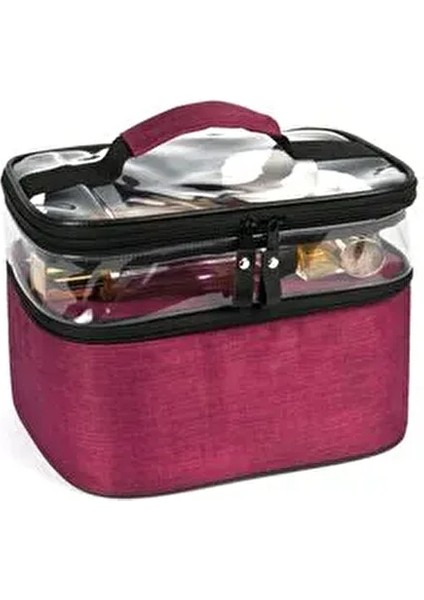 Makyaj Çantası Şeffaf Tekstil Malzemeden Profesyonel Seyahat Seti Kadınlar İçin fırsatları