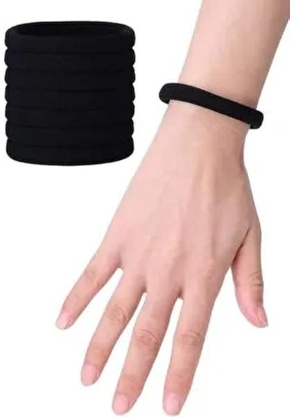 Kadın 10'lu Siyah Ultra Esnek Bilek Lastik Toka