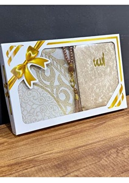 Hediyelik Bohçalık Tafta Saçaklı Gold Seccade, Yasin, Tesbih Seti modelleri