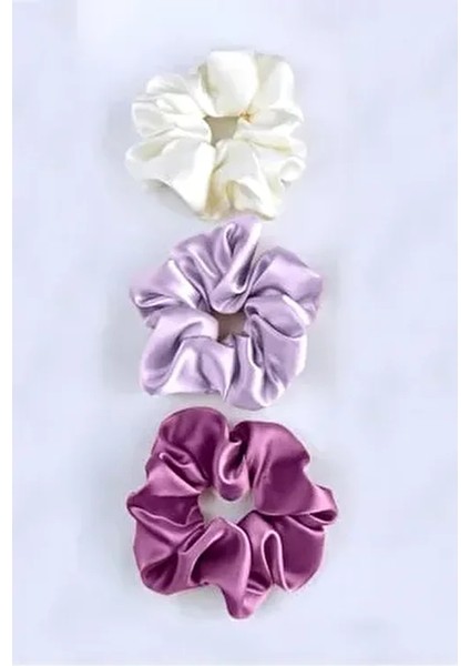 Kadın 3'lü Saten Saç Lastik Toka Seti