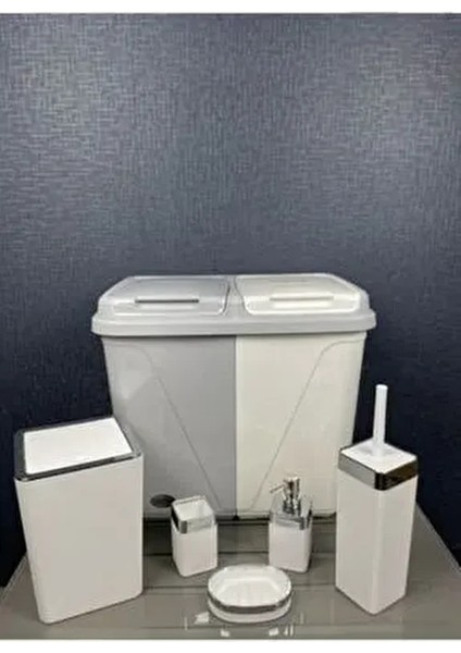 6 Parça Kirli Çamaşır Sepeti- Wc Banyo Set-Lüx Çeyiz Seti