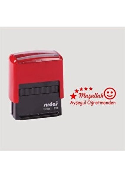 Maşallah Kaşesi 911 Model Kırmızı Renkli 1 Adet Keçeli Mühür Ölçüleriyle fiyatları