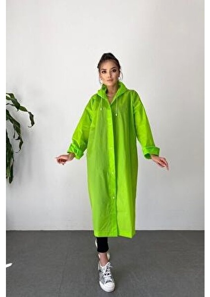 Kadın Yeşil Çıt Çıt Detay Şeffaf Yağmurluk fırsatları