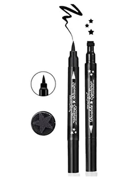 Çift Uçlu Yıldız Eyeliner Mat Görünüm Suya Dayanıklı 2 ml Siyah Renkli