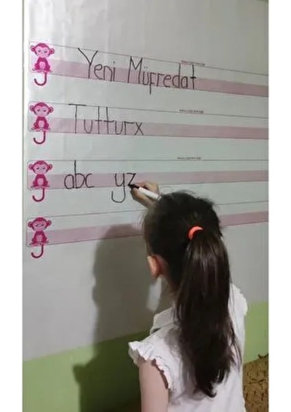 Kılavuz Çizgili Öğrenci Tahtası Yeni Müfredat Kalem Hediyeli 100X56 cm Statik Akıllı Kağıt Tahta fiyatları