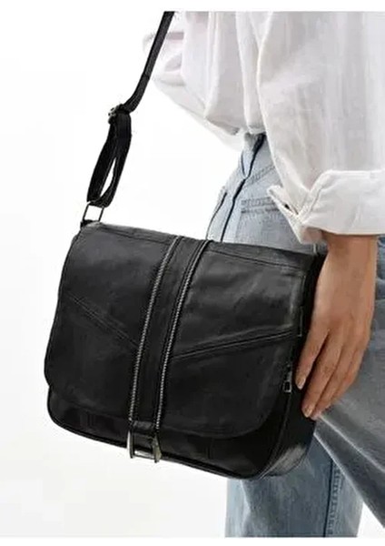 Hakiki Deri Büyük Boy Çapraz ve Omuz Çantası