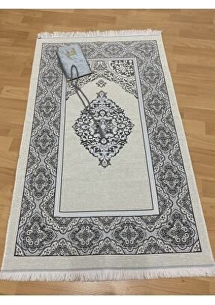 Hediyelik Bohçalık Tafta Saçaklı Gri Seccade Yasin Tesbih Seti modelleri