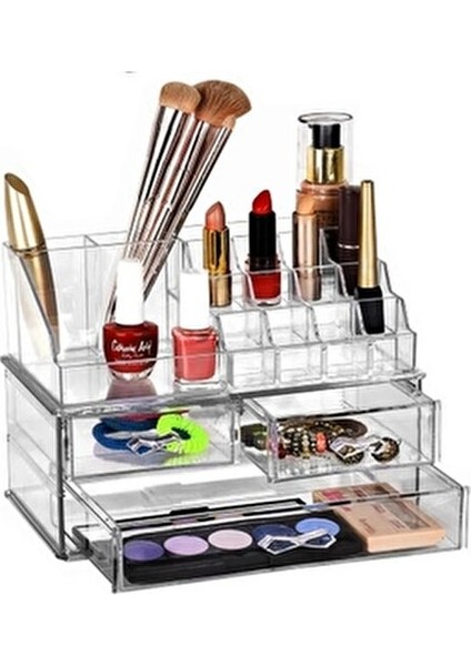 3 Çekmeceli Makyaj Düzenleyici Organizer Set Şeffaf Renkli Kullanım Alanı için Pratik Çözüm indirimleri
