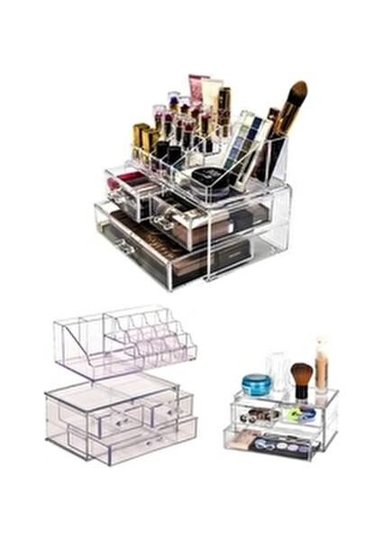 3 Çekmeceli Makyaj Düzenleyici Organizer Set Şeffaf Renkli Kullanım Alanı için Pratik Çözüm