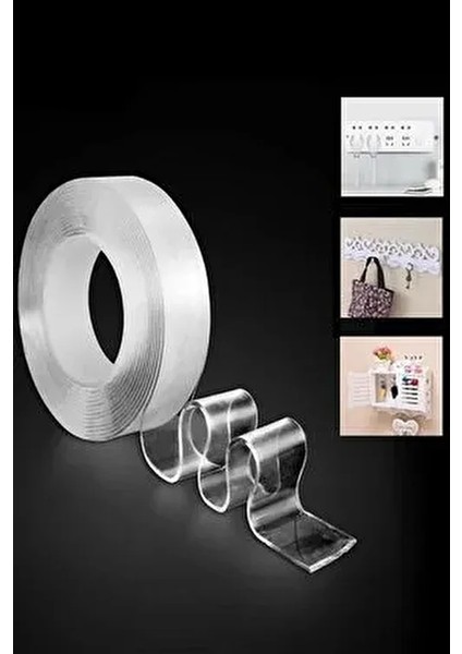 18MM 5 Metre Çift Taraflı Nano Teknolojili Süper Güçlü Bant Extra Güçlü Duvar Çerçeve Taşıyıcı